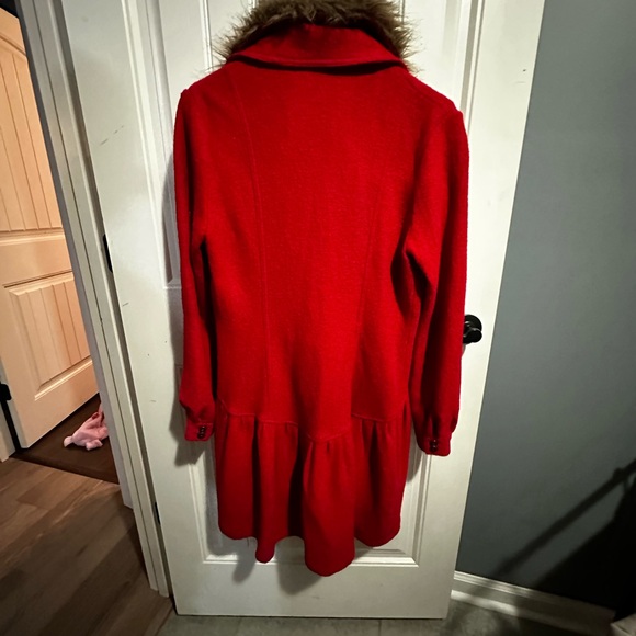 Beautiful Red faux fur trimmed coat - Picture 2 of 4